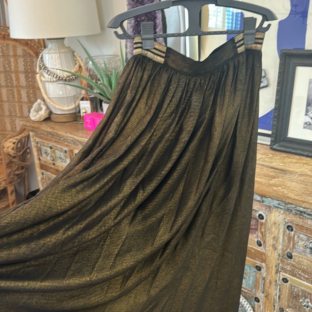 Lucy Paris Gold Full Length Skirt with Metallic Band.  M  Nordstrom